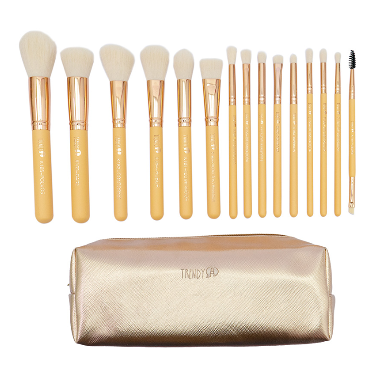 Kit de Brochas Trendy Golden Profesional KT 15 Beibei Makeup Store